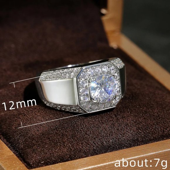 Stunning Men's 1.50ctw Diamond Ring .925 Solid Sterling Silver - Picture 2 of 6